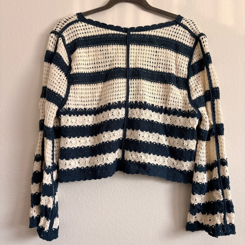 POL Blue and Cream Floral Knit Cardigan one size best for small / medium - Picture 10 of 11